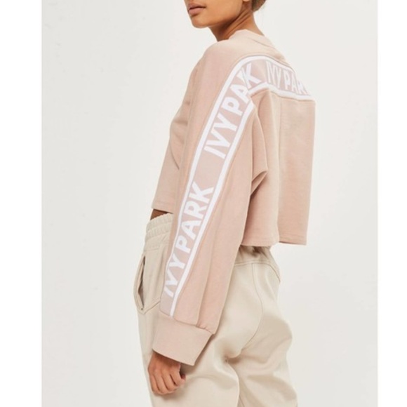 Ivy Park Cropped Sweatshirt With Taped Seams in Tan/Nude - Picture 3 of 5